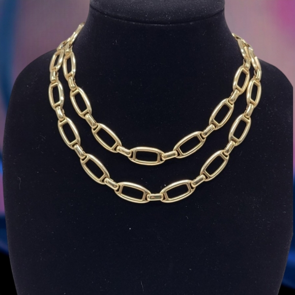 Vintage Jewelry - Vintage 80s Gold Tone Chain Link Necklace Belt Convertible Statement